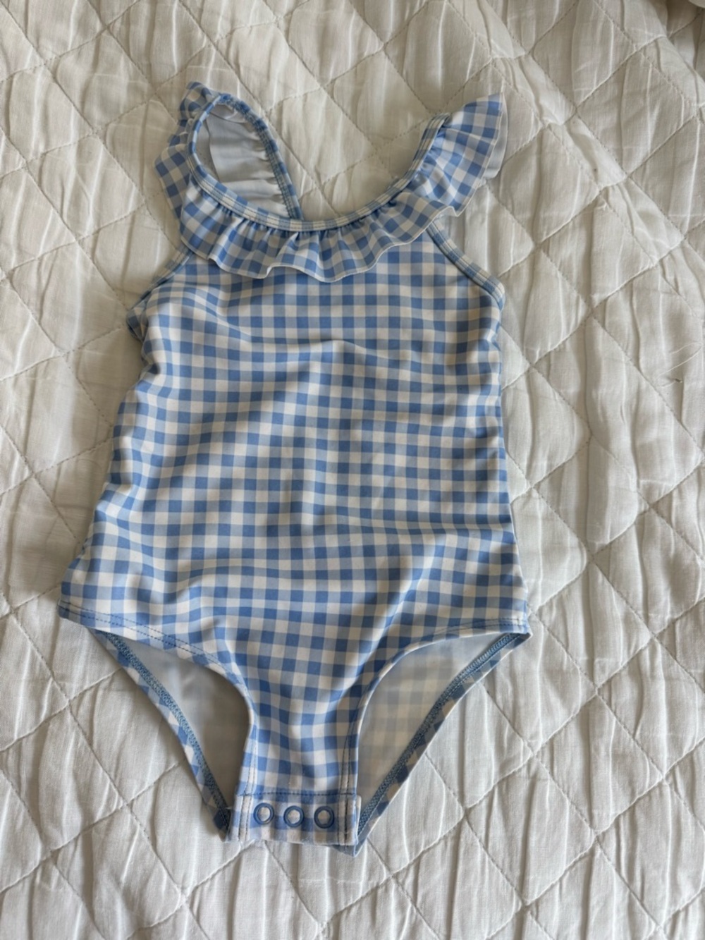 Carter's Blue and White Gingham Ruffle One-Piece